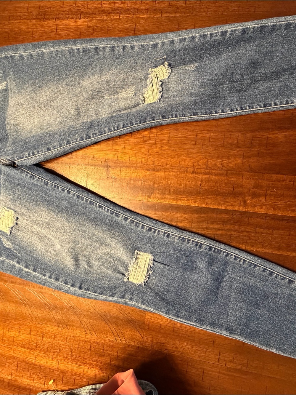 Fashion Nova Light Blue Distressed Straight Leg Jeans